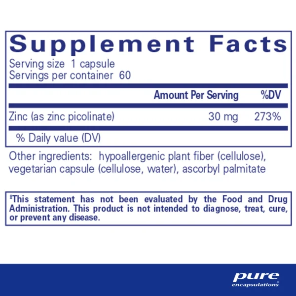 Zinc 30 - Pure Encapsulations (60 caps) - Image 2